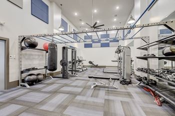 the gym at the flats at big tex apartments